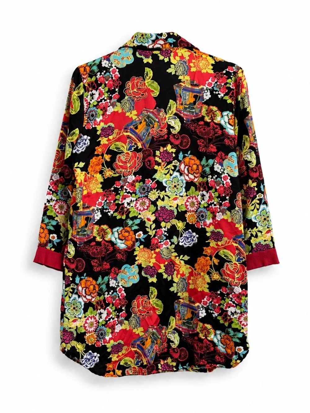 CRUZ NATORI SLEEP SHIRT JAPANESE PAGODA LOUNGE NIGHTGOWN TOP SZ S - Picture 3 of 8